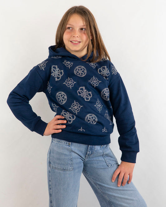 Felpa chiusa felpata con strass GUESS