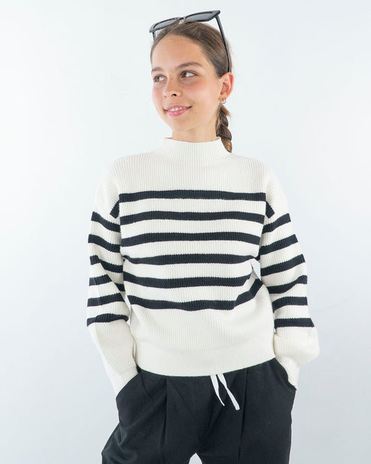 Maglione a righe con collo a lupetto  I DO