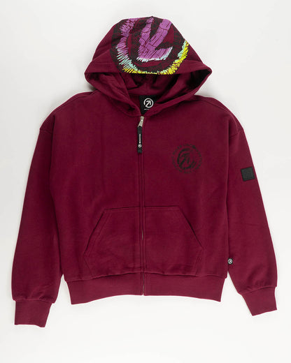 Felpa aperta felpata con cappuccio stampato MELBY