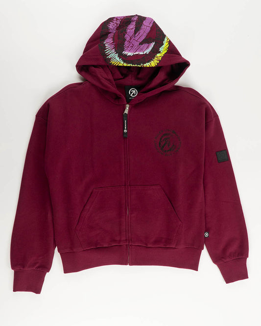 Felpa aperta felpata con cappuccio stampato MELBY