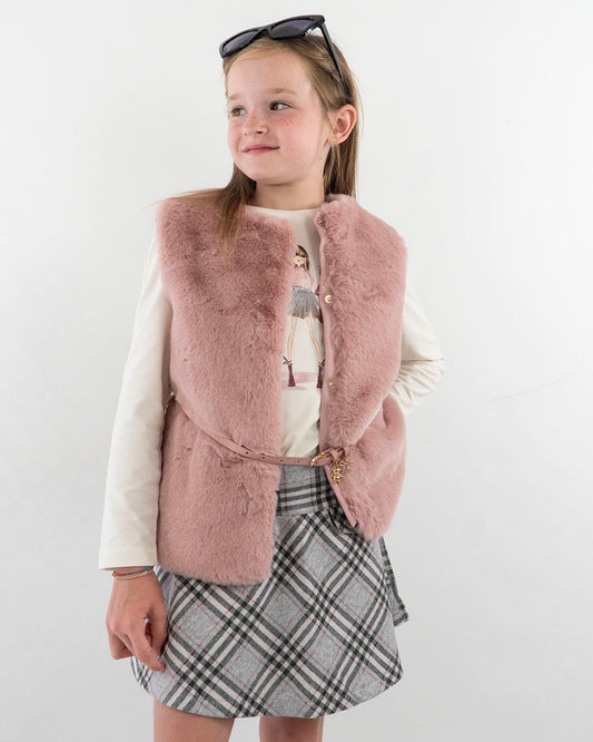 Gilet in pellicciotto con cintura MAYORAL