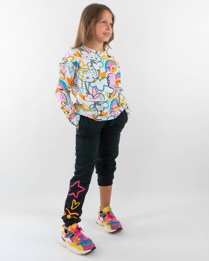 Completo 2 pezzi con felpa girocollo e pantalone
