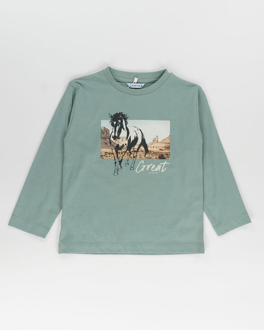 T-shirt manica lunga con cavallo MAYORAL
