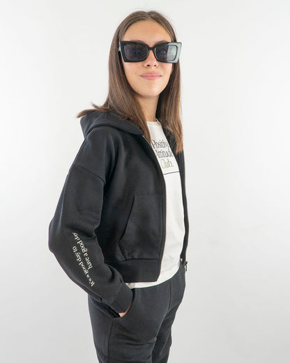 Felpa aperta a peso medio con scritte  I DO