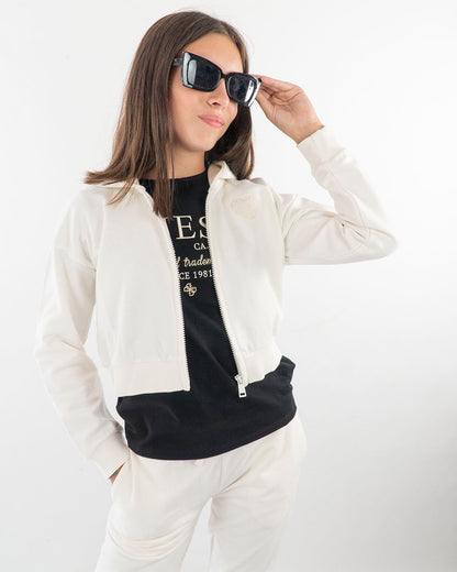 Felpa aperta a peso medio con zip e cappuccioGUESS