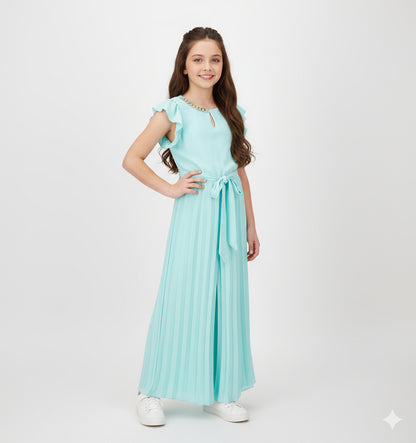 Tuta elegante plissettata con catenina dorata I DO