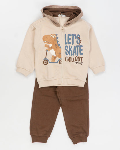 Tuta felpata con dinosauro in monopattino MELBY