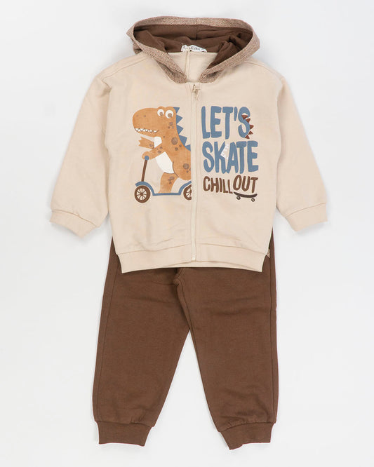 Tuta felpata con dinosauro in monopattino MELBY