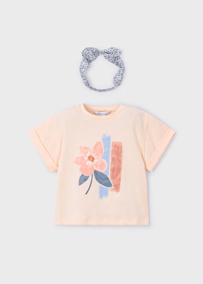 T-shirt con stampa glitterata e fascia  MAYORAL