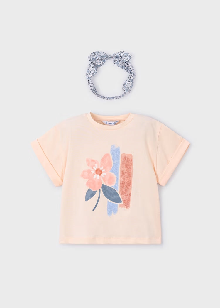 T-shirt con stampa glitterata e fascia  MAYORAL