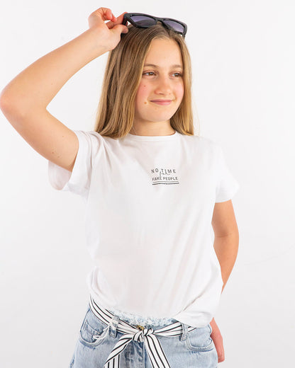 T-shirt con piccola scritta ricamata I DO