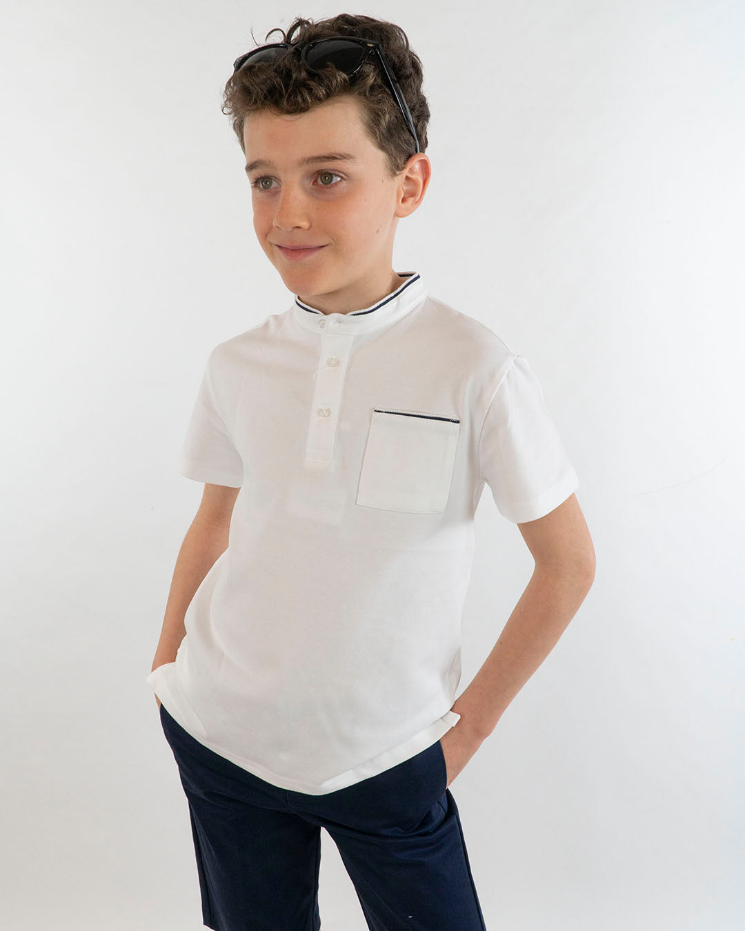 T-shirt in piquet con colletto coreana MAYORAL
