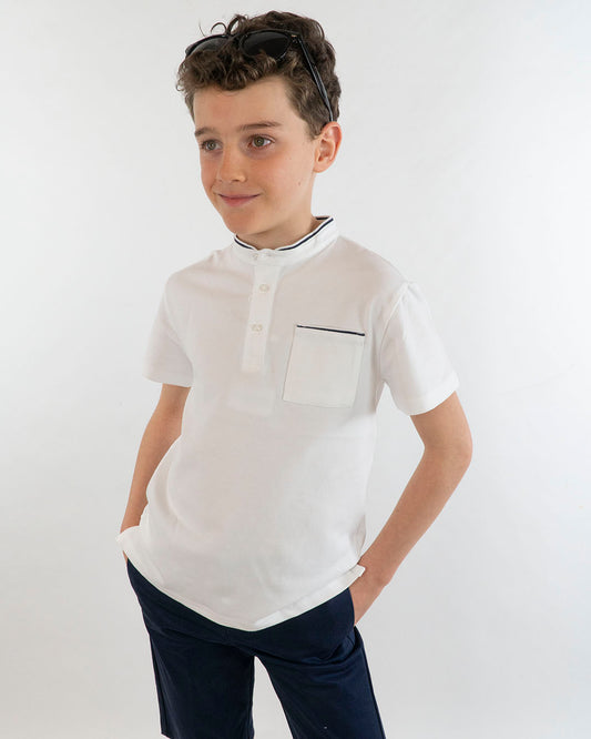 T-shirt in piquet con colletto coreana MAYORAL