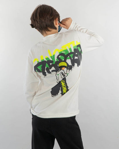 T-shirt manica lunga stampa writer NEVER GIVE UP