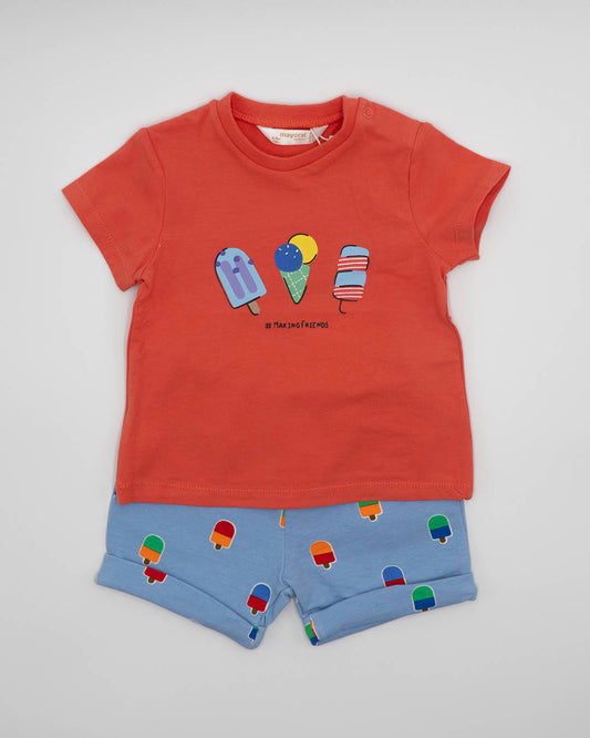 Completo con pantalone corto stampa gelati