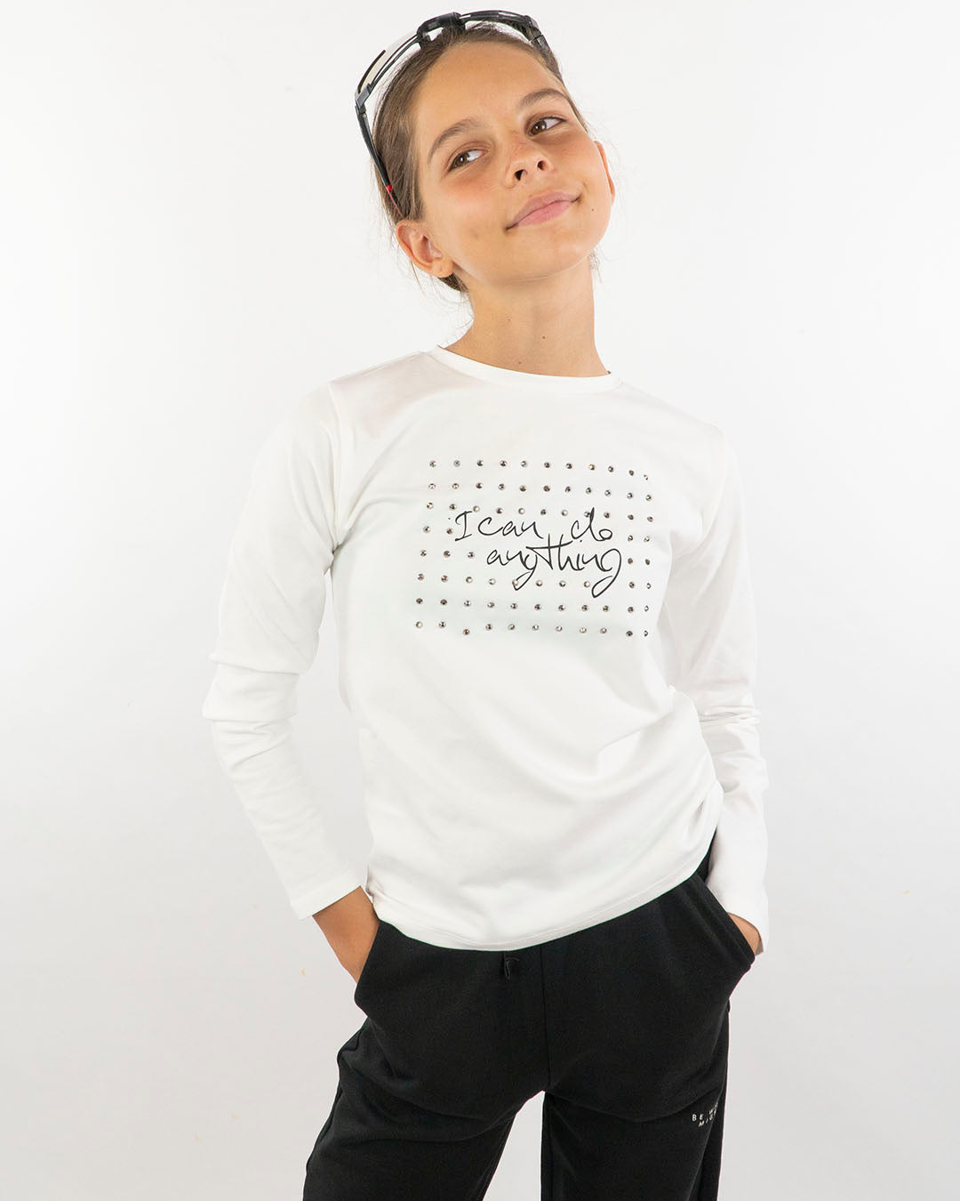 T-shirt manica lunga con borchie I DO