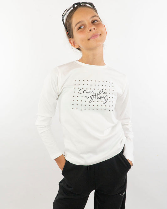 T-shirt manica lunga con borchie I DO