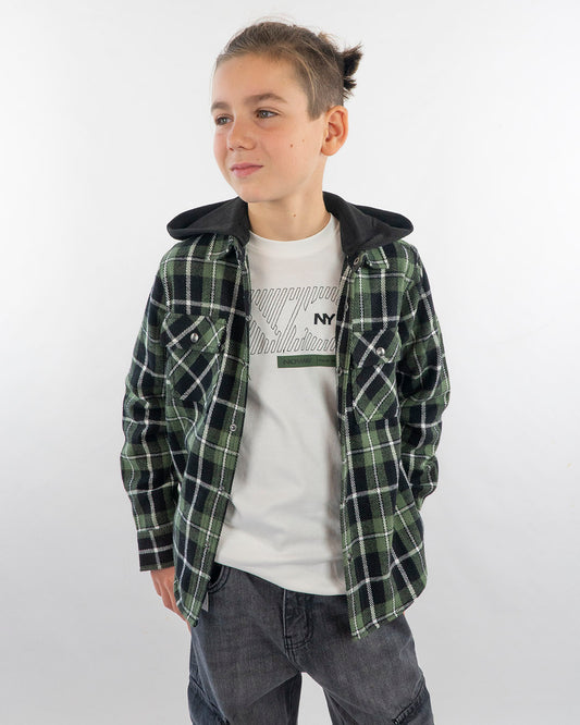 Camicia a quadri con cappuccio staccabile I DO