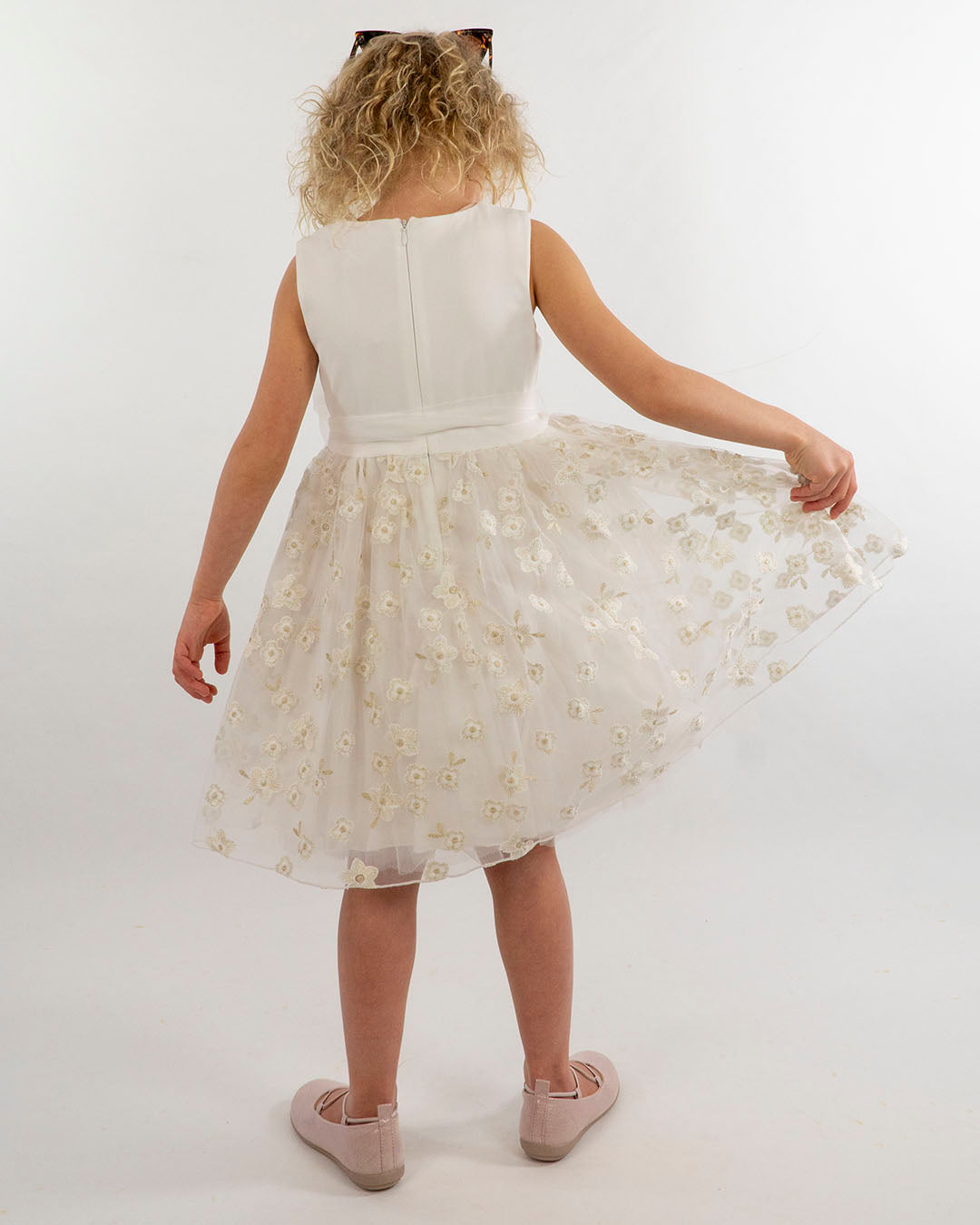 Abito con gonna in tulle a fiori dorati  I DO