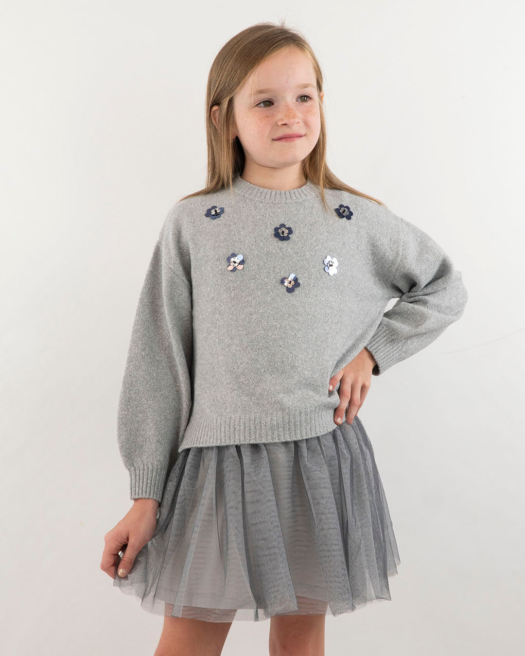 Abito 2 pz.con maglione con fiori applicatiMAYORAL