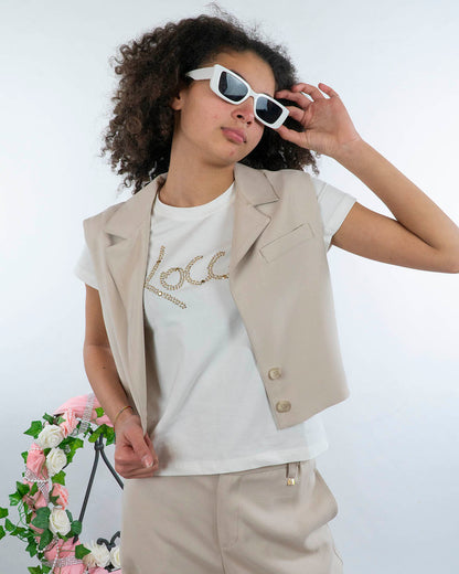 T-shirt elasticizzata con logo borchiato KOCCA