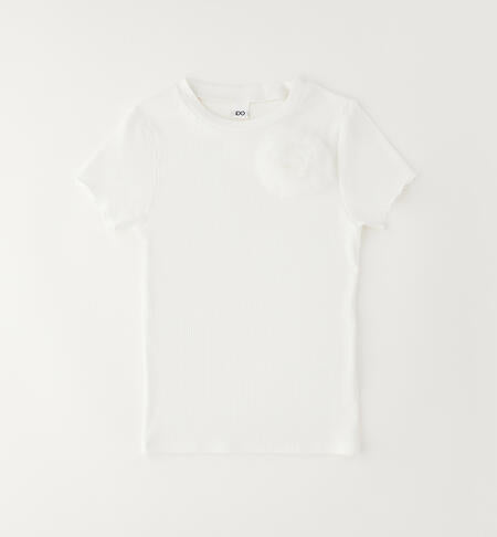 T-shirt a costine con fiore in tulle I DO