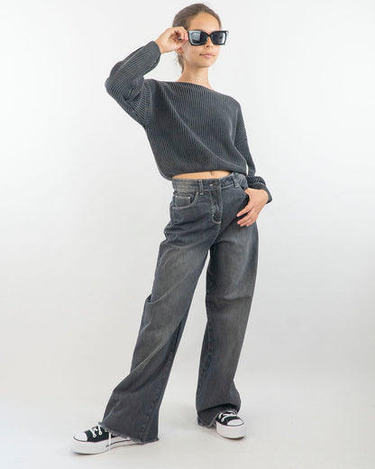Jeans a gamba larga sfrangiati I DO
