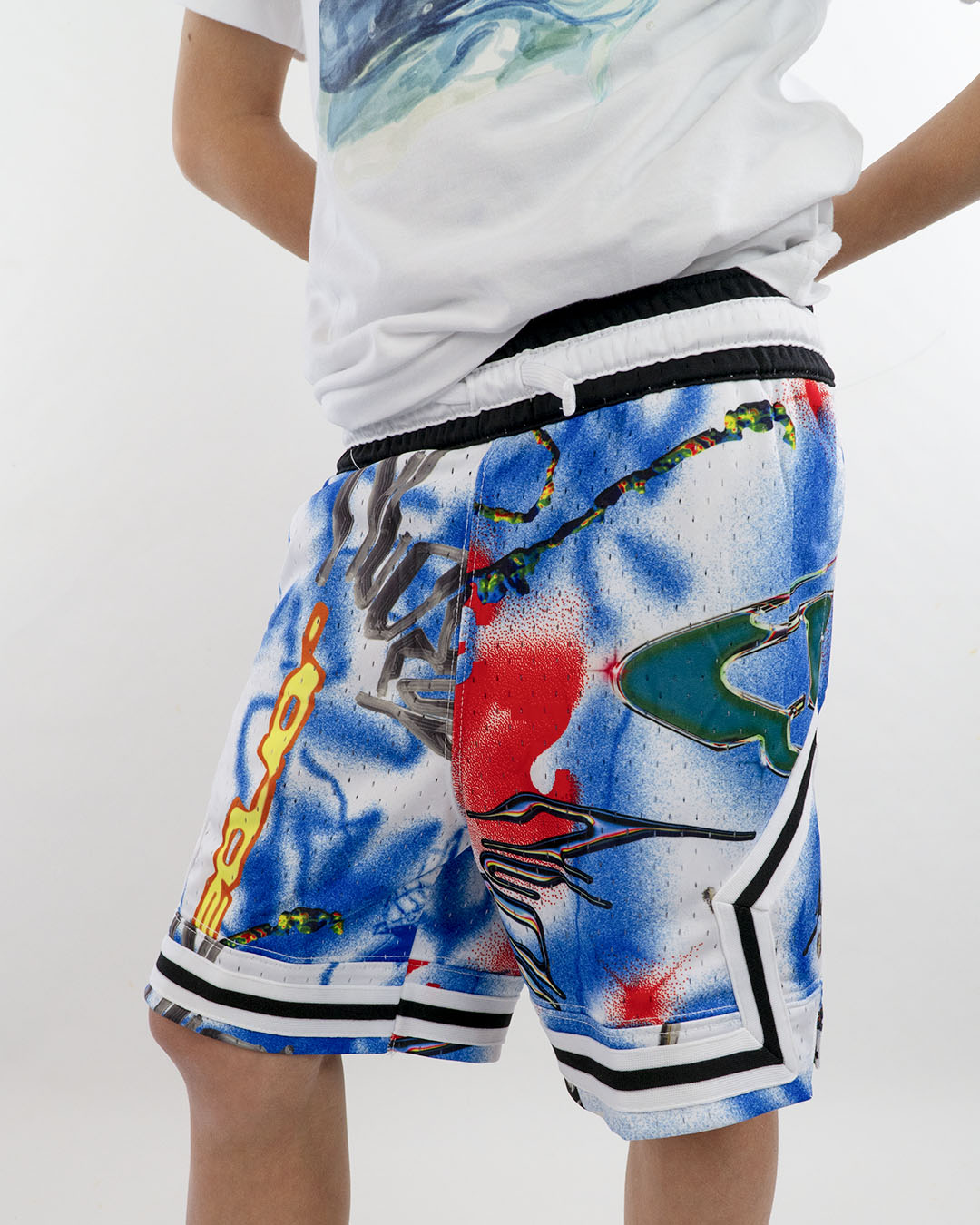 Pantaloncino tipo basket a fantasia bluette JORDAN