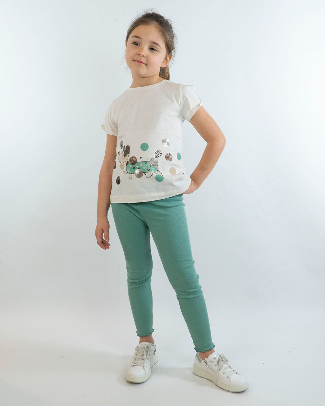 Completo con leggings a costine e pailette MAYORAL