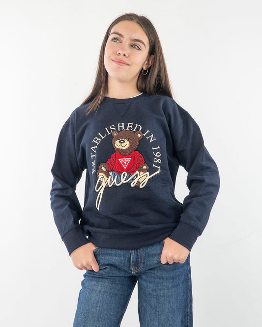 Felpa oversize fit felpata con orsetto GUESS