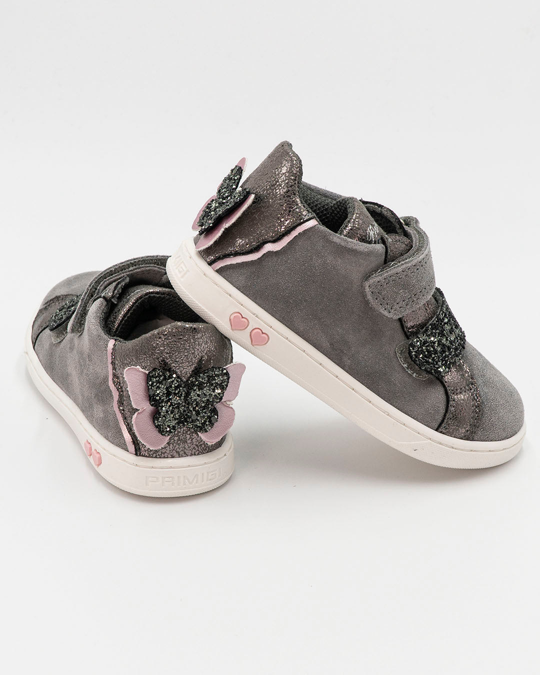 Scarpe in pelle con strappo e glitter
