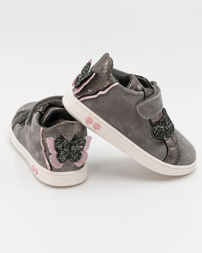 Scarpe in pelle con strappo e glitter