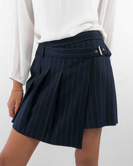 Short gessato con finta gonna a pieghe KOCCA