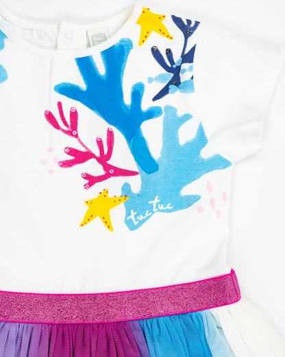 Abito con gonna in tulle arcobaleno