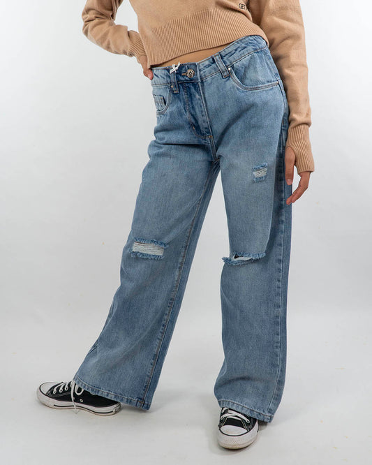 Jeans gamba larga con strappi I DO