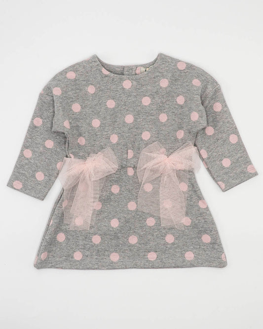 Abito felpato a pois con fiocchi in tulle EMC