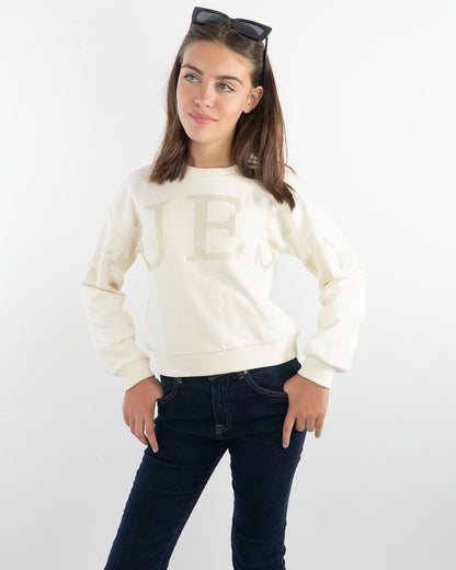 Felpa in cotone felpato con logo oro GUESS