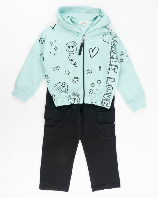 Tuta felpata con smile e pantalone cargo MELBY