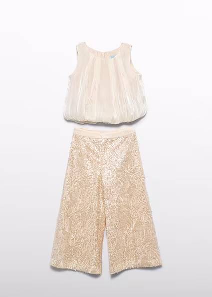 Completo 2 pz.con pizzo e pailettes ABEL & LULA