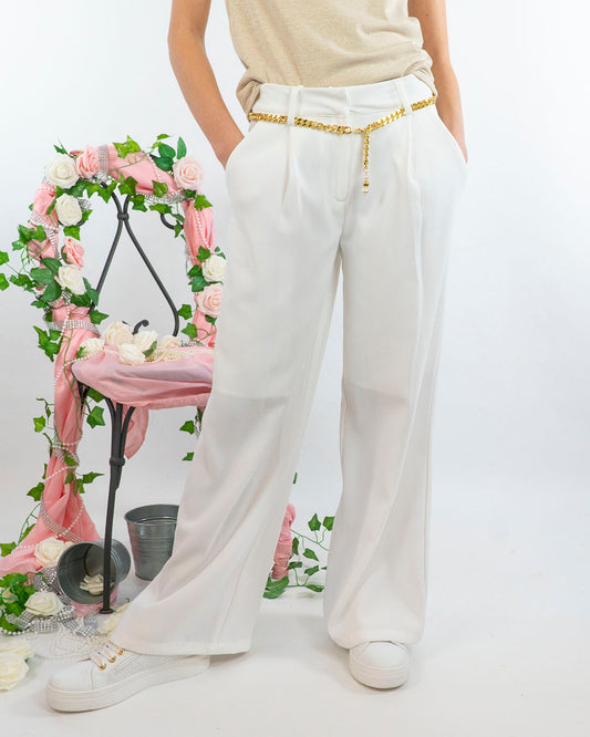 Pantalone fluido con cintura a catena I DO