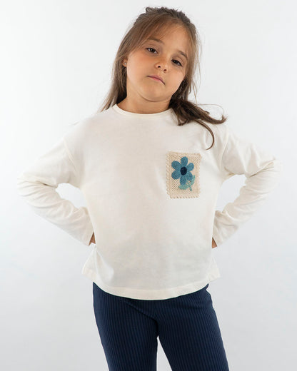 T-shirt con taschina in pizzo ricamato MAYORAL