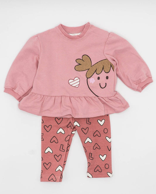 Completo 2 pz.felpato con leggings a cuori MAYORAL