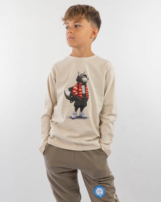 T-shirt manica lunga con lupo in bomber MAYORAL