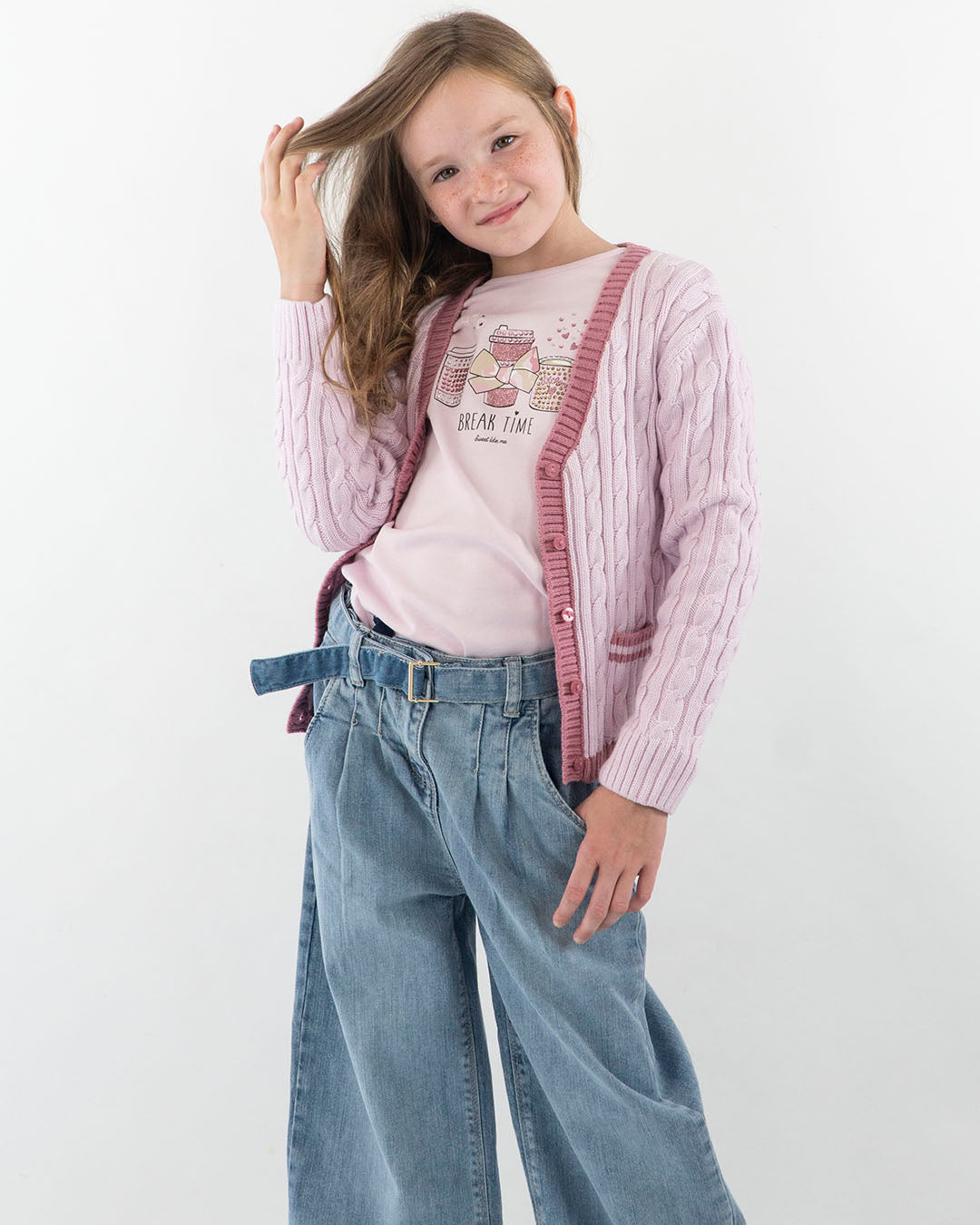 Jeans sfrangiato a zampa con cinturina I DO