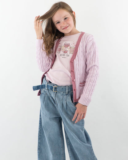 Jeans sfrangiato a zampa con cinturina I DO