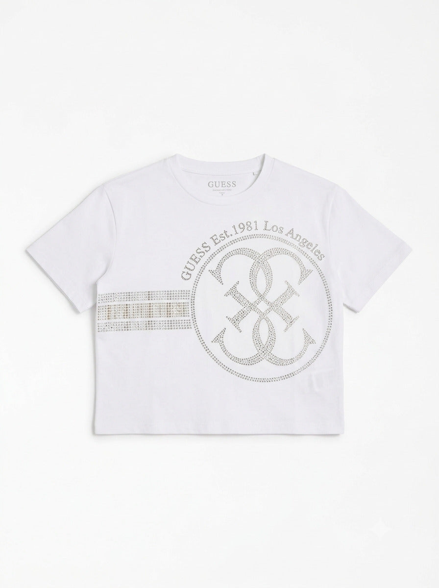 T-shirt corta con strass J6YI24 K3756-G011 GUESS