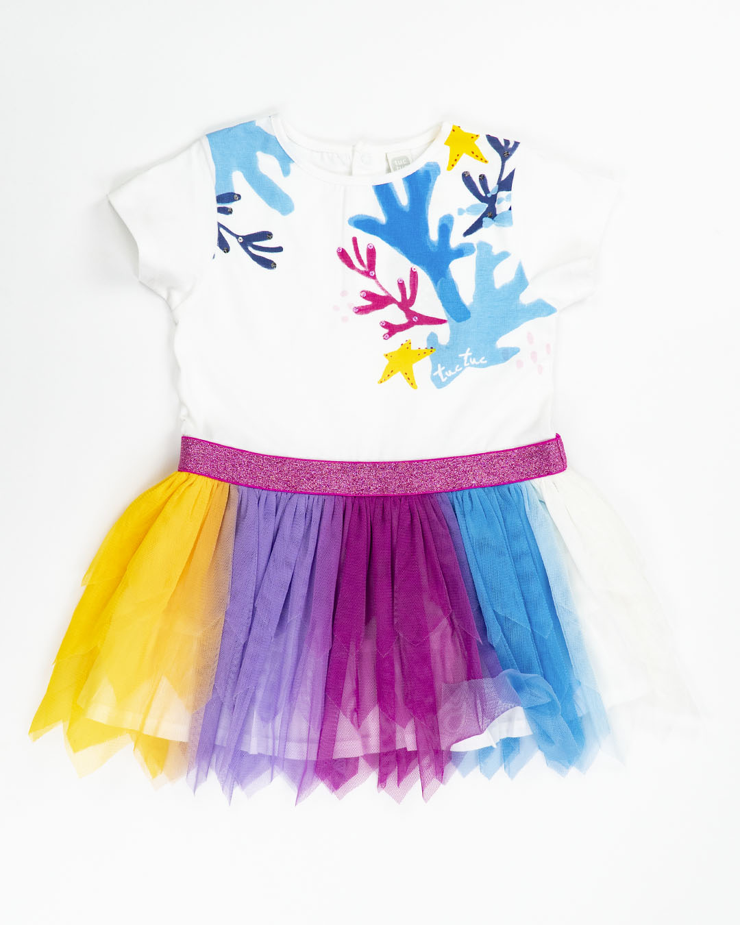 Abito con gonna in tulle arcobaleno