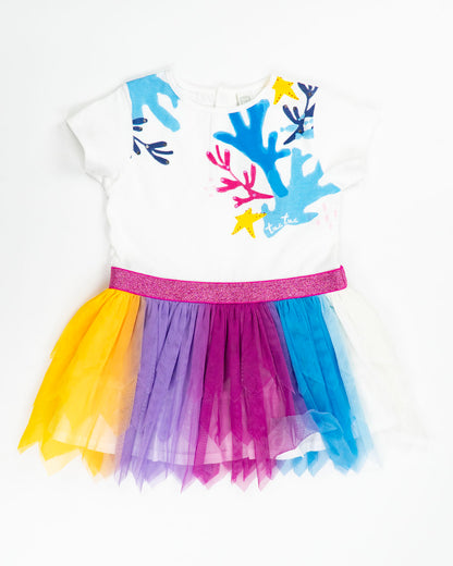 Abito con gonna in tulle arcobaleno