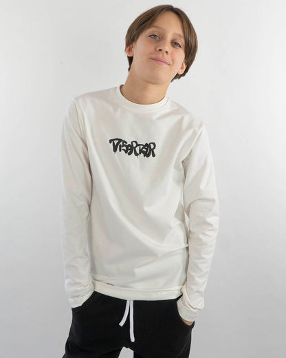 T-shirt manica lunga stampa writer NEVER GIVE UP