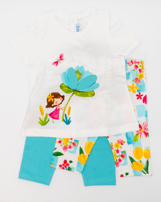 Completo fiorato 3 pz. con due leggings MAYORAL